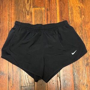 Nike Women's Black Athletic Shorts with White Logo